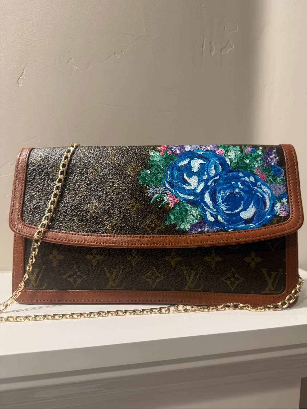 Louis Vuitton Monogram Grand Dame Clutch with Custom Hand-painted Floral Design - Picture 2 of 14